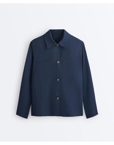 오이쇼 코튼 린넨 포켓 셔츠 자켓 5146/116/408 NAVY BLUE