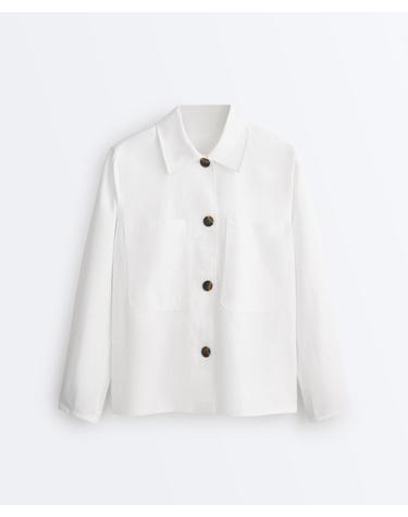 오이쇼 코튼 린넨 포켓 셔츠 자켓 5146/116/251 WHITE