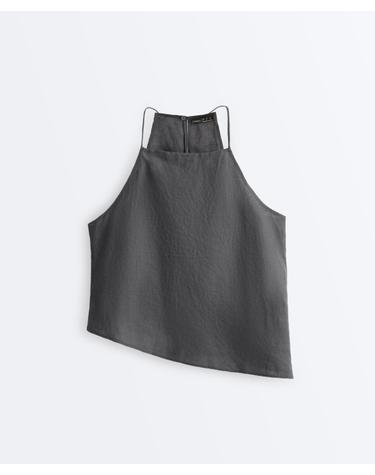 오이쇼 00% 린넨 민소매 홀터넥 탑 5426/106/036 STEEL GREY