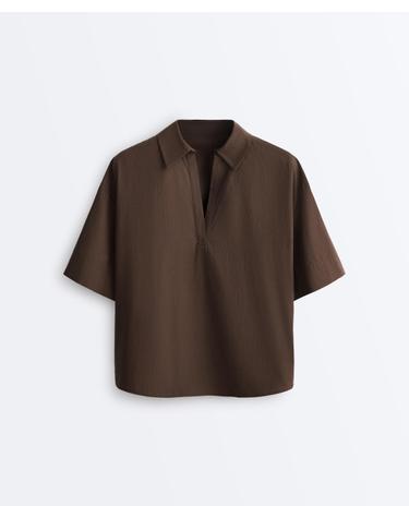 오이쇼 100% 코튼 반팔 폴로셔츠 5358/109/716 DARK BROWN
