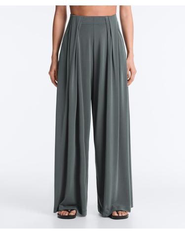 오이쇼 모달 혼방 플리츠 와이드팬츠 5649/555/036 STEEL GREY