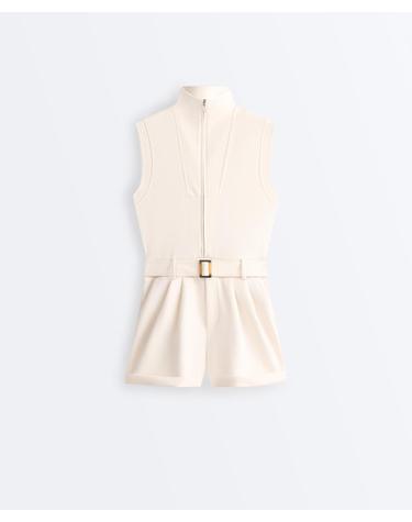 오이쇼 민소매 벨트 피케 숏 점프수트 5033/990/959 PALE ECRU