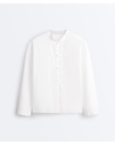 오이쇼 100% 코튼 스탠드 칼라 셔츠 7100/610/250 WHITE