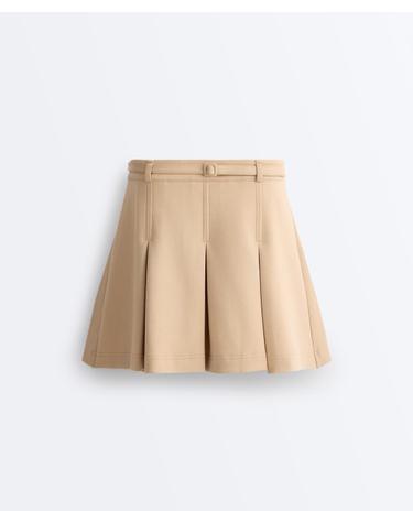 오이쇼 하이라이즈 플리츠 벨트 미니 스커트 3584/624/710 BEIGE