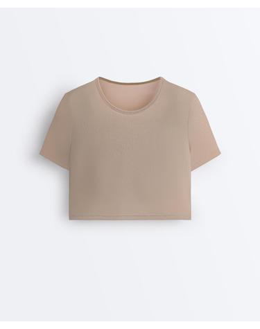 오이쇼 크롭 브라컵 반팔 탱크탑 5447/228/773 PINK-BEIGE