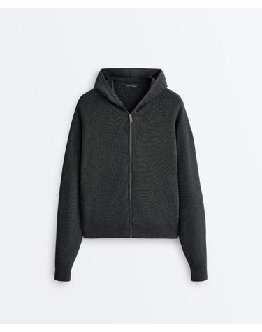 오이쇼 와플 니트 집업 후드 자켓 6411/695/898 DARK ANTHRACITE
