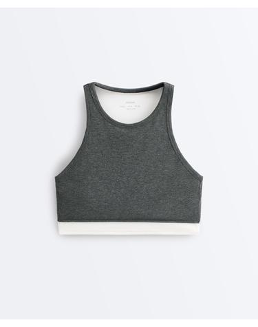 오이쇼 홀터넥 멜란지 크롭 탱크탑 4334/904/844 DARK GREY MELANGE