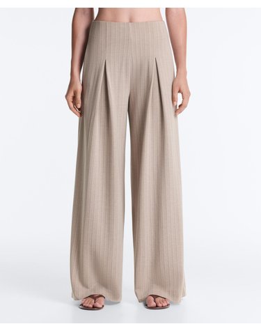 오이쇼 스트라이프 플리츠 와이드 팬츠 5226/341/758 SOFT MINK