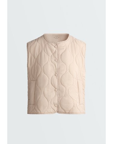 오이쇼 깅엄 체크 퀼팅 베스트 6110/749/710 BEIGE