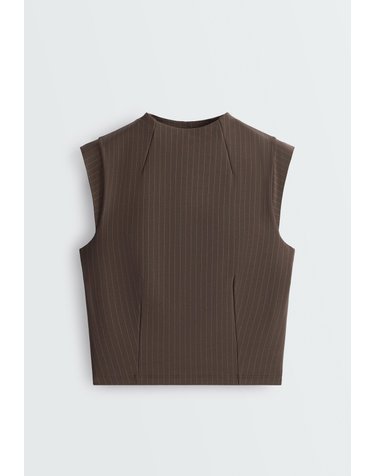 오이쇼 핀스트라이프 브라 내장 탱크탑 5733/290/753 BROWN