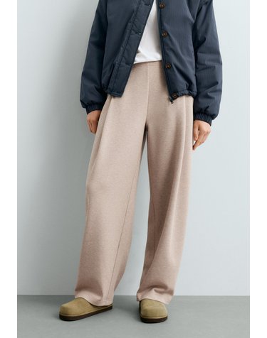 오이쇼 플리츠 와이드 피케 코튼 팬츠 5695/926/758 SOFT MINK