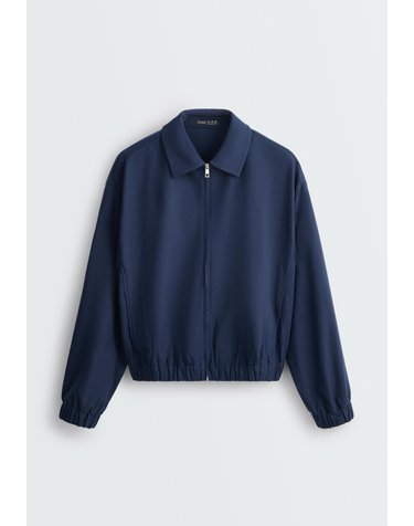 오이쇼 라펠 칼라 집업 크롭 자켓 6117/617/408 NAVY BLUE