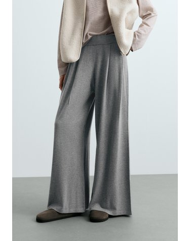 오이쇼 와이드 플리츠 니트 팬츠 5653/770/812 GREY MELANGE