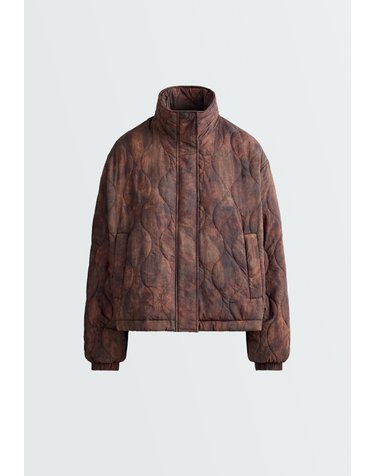 오이쇼 프린트 하이넥 집업 패딩 자켓 6535/749/791 RUSSET MOCHA
