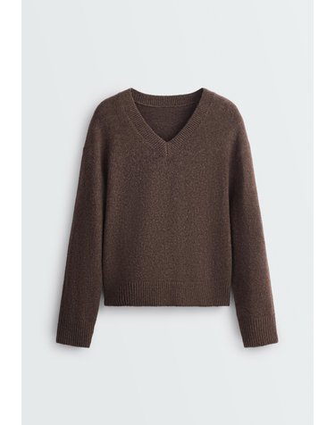 오이쇼 브이넥 골지 니트 스웨터 6177/885/780 BROWN