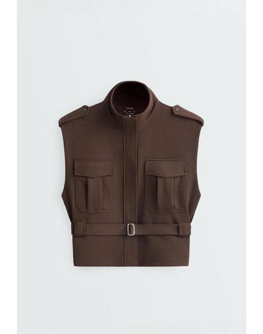 오이쇼 유틸리티 피케 벨트 집업 베스트 5507/990/716 DARK BROWN