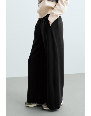 오이쇼 사이드 골지 모달 와이드 팬츠 6279/746/800 BLACK