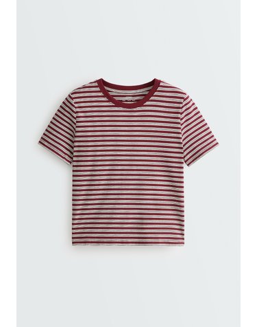 오이쇼 스트라이프 면 혼방 반팔 티셔츠 7141/736/606 BURGUNDY