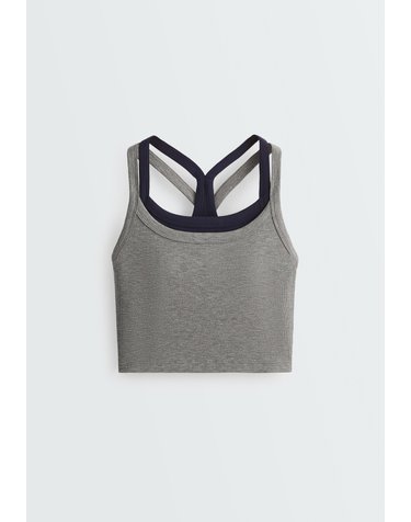 오이쇼 골지 멜란지 오버레이 탱크탑 5743/058/887 MOTTLED GREY MELANGE