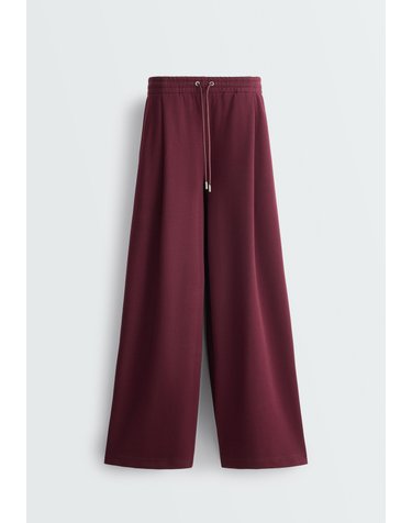 오이쇼 와이드 레그 드로스트링 팬츠 6657/990/606 BURGUNDY