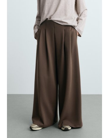 오이쇼 피케 코튼 플리츠 와이드 팬츠 5697/935/753 BROWN