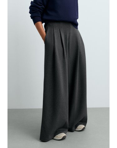 오이쇼 피케 코튼 플리츠 와이드 팬츠 5697/935/816 DARK GREY