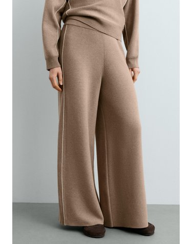 오이쇼 골지 파이핑 와이드 니트 팬츠 6627/880/797 LIGHT MINK