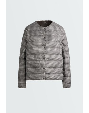 오이쇼 체크 라운드넥 숏 패딩 자켓 6067/749/212 TAUPE