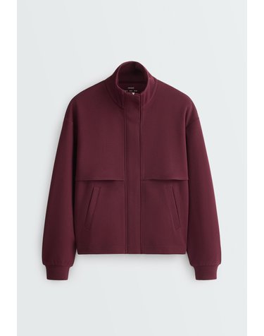 오이쇼 하이넥 케이프 디테일 집업 자켓 6911/990/606 BURGUNDY
