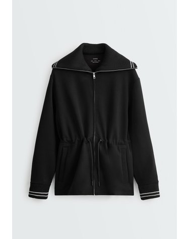 오이쇼 모달 기모 파이핑 집업 자켓 6910/746/800 BLACK