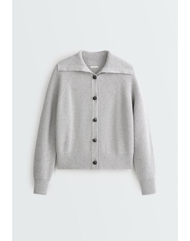 오이쇼 울 혼방 버튼 니트 자켓 6412/984/811 PALE GREY