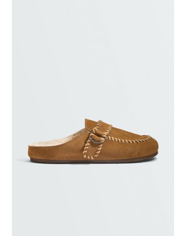 오이쇼 버클 스플릿 레더 클로그 뮬 1291/880/114 COGNAC