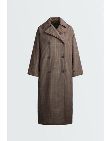 오이쇼 더블 체크 롱 패딩 자켓 6437/749/507 DARK KHAKI
