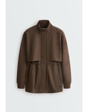 오이쇼 헤링본 하이넥 케이프 자켓 7364/977/719 BROWN