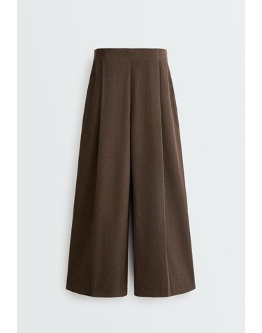 오이쇼 코쿤 헤링본 플리츠 와이드 팬츠 6665/977/719 BROWN