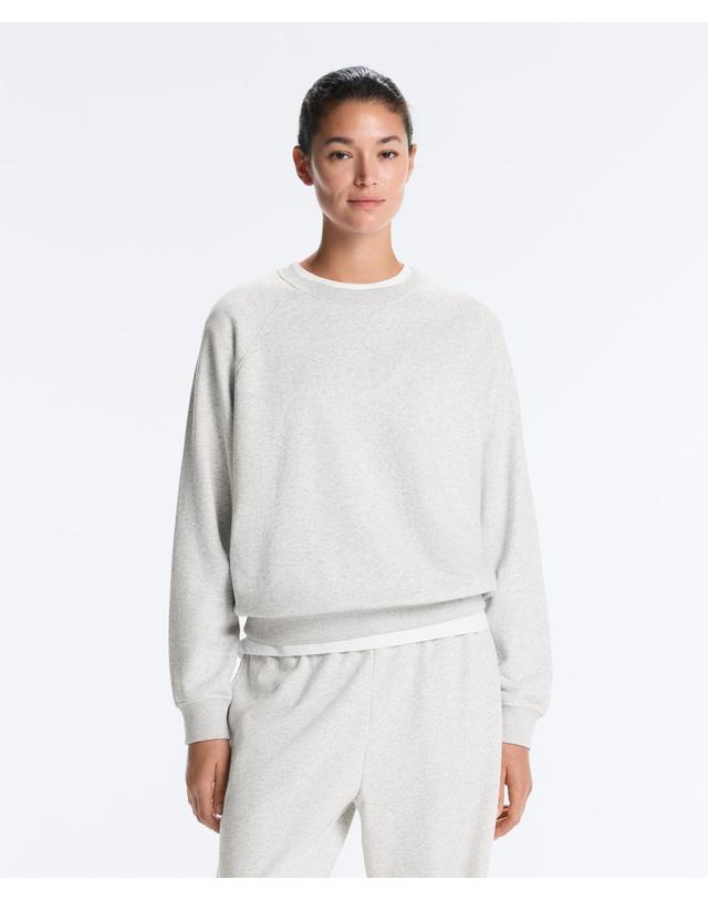 오이쇼 오이쇼 플러시 라운드넥 스웨트셔츠 5501/346/803 PALE GREY MELANGE 화이트 착용컷