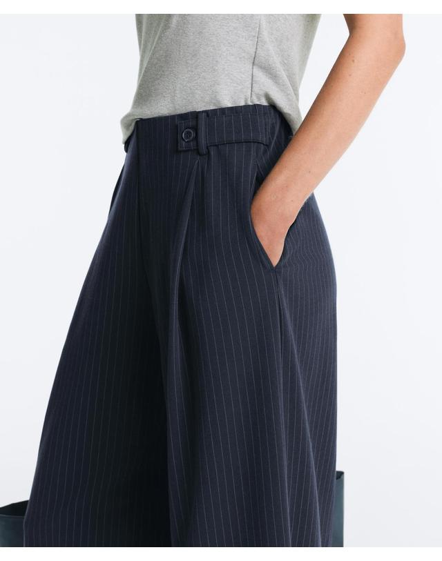 오이쇼 오이쇼 핀스트라이프 와이드핏 팬츠 5621/624/408 NAVY BLUE 네이비 착용컷