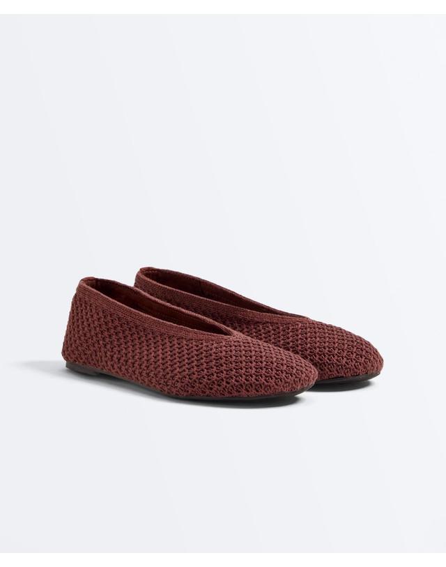 오이쇼 오이쇼 크로셰 니트 발레리나 플랫슈즈 1285/880/106 TERRACOTTA 브라운 착용컷