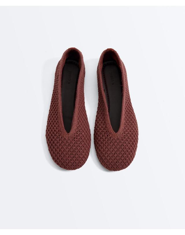 오이쇼 오이쇼 크로셰 니트 발레리나 플랫슈즈 1285/880/106 TERRACOTTA 브라운 착용컷