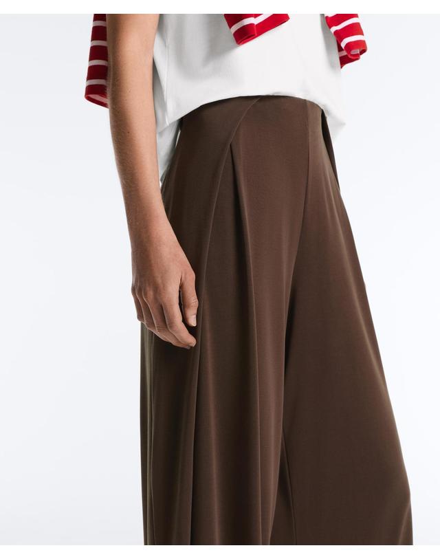 오이쇼 오이쇼 모달 혼방 플리츠 스트레이트 팬츠 5656/917/716 DARK BROWN 초콜릿 착용컷