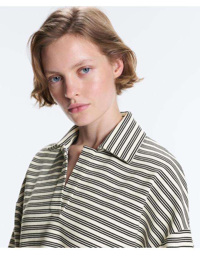 오이쇼 오이쇼 릴렉스핏 스트라이프 반팔 폴로 셔츠 5520/913/959 PALE ECRU 아이보리 착용컷
