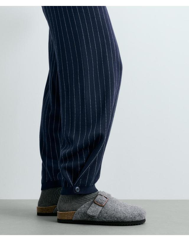 오이쇼 오이쇼 핀스트라이프 니트 코쿤 팬츠 5678/982/408 NAVY BLUE 네이비 착용컷