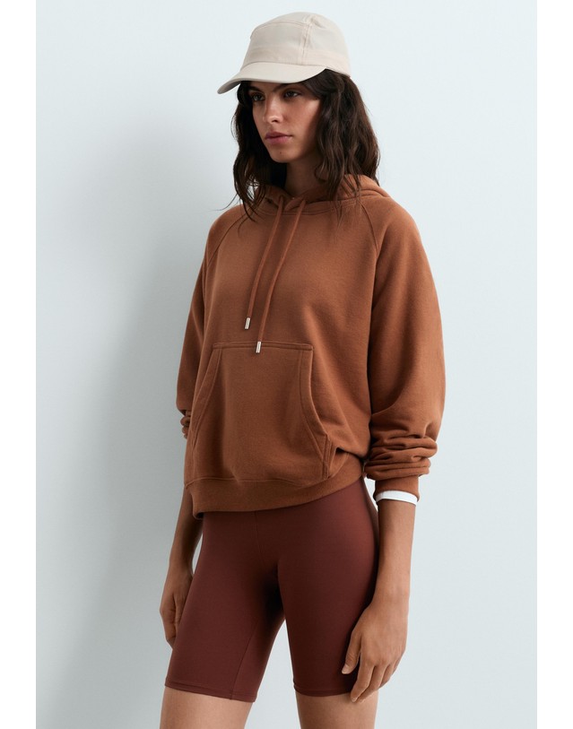 오이쇼 오이쇼 면 혼방 캥거루 포켓 후드티 5529/916/751 DARK CAMEL 초콜릿 착용컷