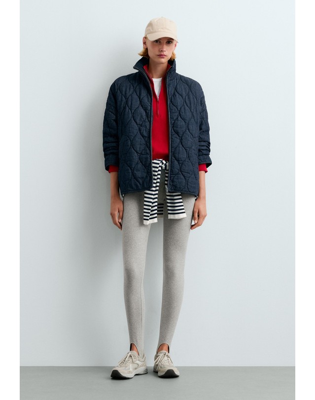 오이쇼 오이쇼 박시 경량 데님 퀼팅 자켓 5199/749/453 MID DENIM 블루 착용컷