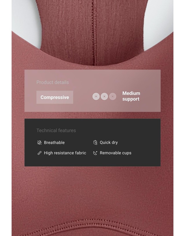 오이쇼 오이쇼 미디엄 서포트 스포츠 브라 2505/290/169 FADED BURGUNDY 레드 착용컷