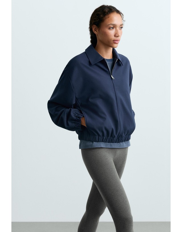 오이쇼 오이쇼 라펠 칼라 집업 크롭 자켓 6117/617/408 NAVY BLUE 네이비 착용컷
