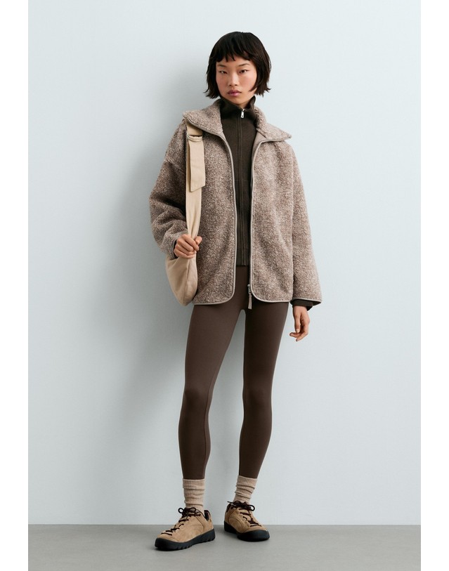 오이쇼 오이쇼 하이칼라 시어링 집업 자켓 6506/740/830 TAUPE 베이지 착용컷