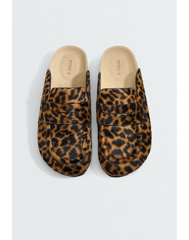 오이쇼 오이쇼 애니멀 프린트 레더 뮬 1293/880/195 LEOPARD 멀티컬러 착용컷