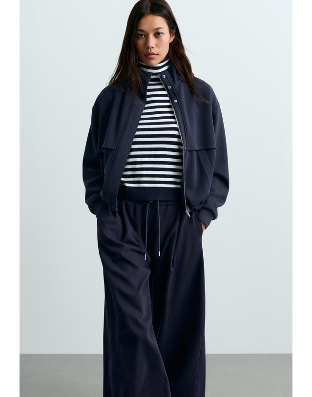 오이쇼 오이쇼 하이넥 피케 집업 자켓 6911/990/930 INK BLUE 네이비 착용컷