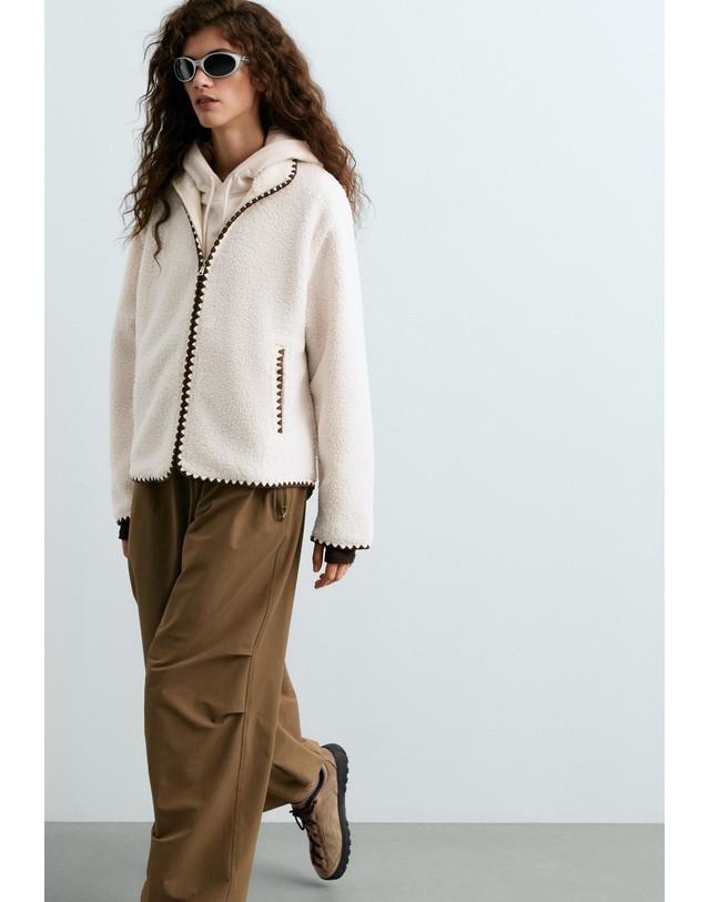 오이쇼 오이쇼 하이넥 시어링 스티치 집업 자켓 6505/740/712 ECRU 아이보리 착용컷